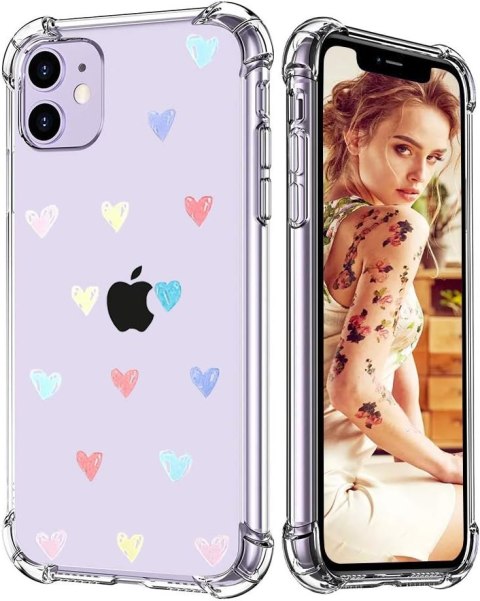 ETUI POKROWIEC DO APPLE IPHONE 12 PRO MAX SILIKONOWE BEZBARWNE PLECKI SERCE