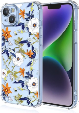 ETUI POKROWIEC DO APPLE IPHONE 14 PLUS SILIKONOWE BEZBARWNE W KWIATY