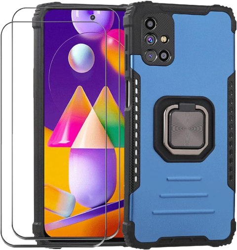 ETUI POKROWIEC SAMSUNG GALAXY M31S NIEBIESKIE PLECKI CZARNA RAMKA SOLIDNE