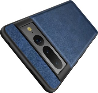 ETUI SILIKONOWE DO GOOGLE PIXEL 7 PRO 5G CASE GRANATOWY Z EKOSKÓRĄ GE2AE