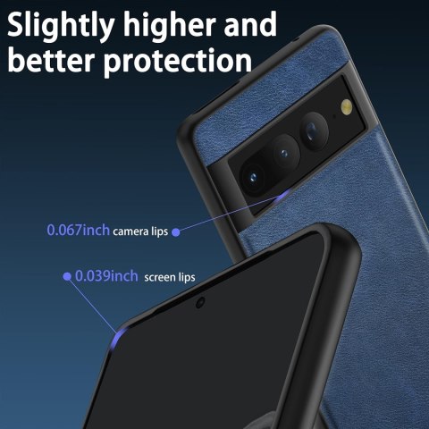 ETUI SILIKONOWE DO GOOGLE PIXEL 7 PRO 5G CASE GRANATOWY Z EKOSKÓRĄ GE2AE