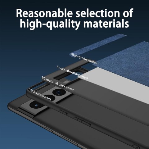 ETUI SILIKONOWE DO GOOGLE PIXEL 7 PRO 5G CASE GRANATOWY Z EKOSKÓRĄ GE2AE