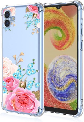 ETUI SILIKONOWE DO SAMSUNG GALAXY A04 CASE TRANSPARENTNY KWIATY PIWONIE