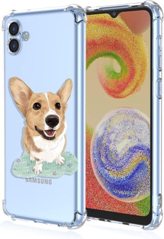 ETUI SILIKONOWE DO SAMSUNG GALAXY A04 CASE TRANSPARENTNY Z PIESKIEM CORGI