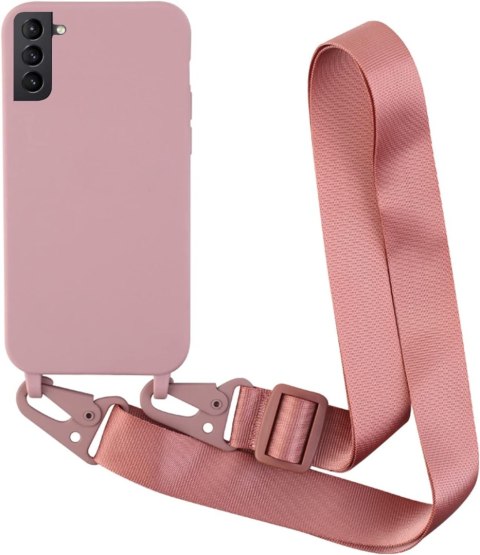 ETUI SILIKONOWE DO SAMSUNG GALAXY S22+ 6.6" CASE RÓŻOWY ZE SMYCZĄ TASIEMKĄ