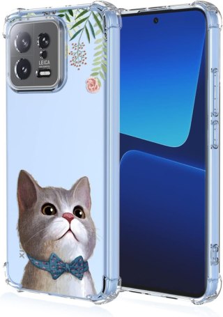 ETUI SILIKONOWE TRANSPARENTNE DO XIAOMI 13 6.36" KOT W MUSZCE ROŚLINY CUTE