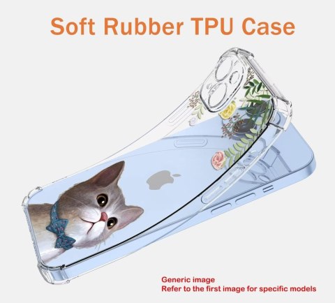 ETUI SILIKONOWE TRANSPARENTNE DO XIAOMI 13 6.36" KOT W MUSZCE ROŚLINY CUTE