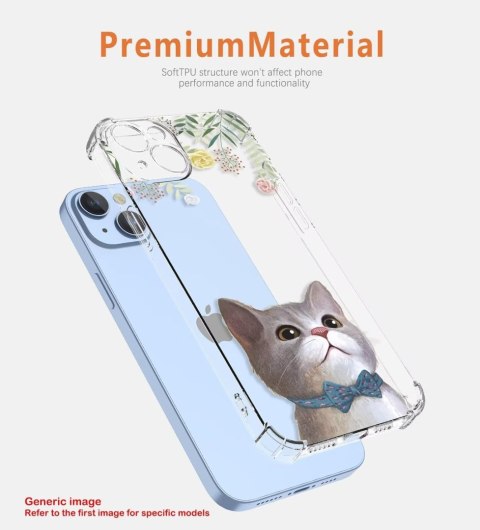 ETUI SILIKONOWE TRANSPARENTNE DO XIAOMI 13 6.36" KOT W MUSZCE ROŚLINY CUTE