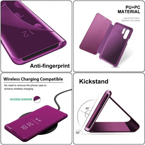 ETUI Z KLAPKĄ HUAWEI P30 PRO 6.47"FIOLETOWE PURPLE MIRROR SMART VIEW