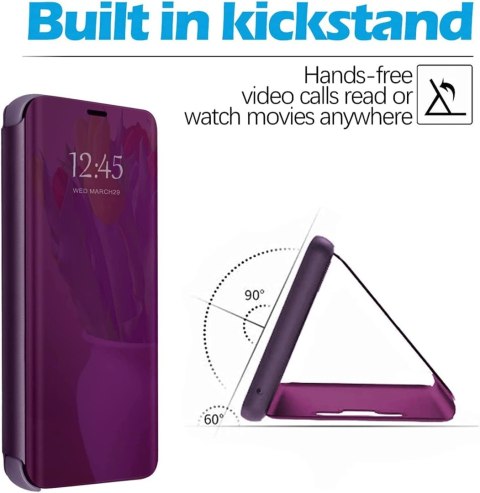 ETUI Z KLAPKĄ HUAWEI P30 PRO 6.47"FIOLETOWE PURPLE MIRROR SMART VIEW