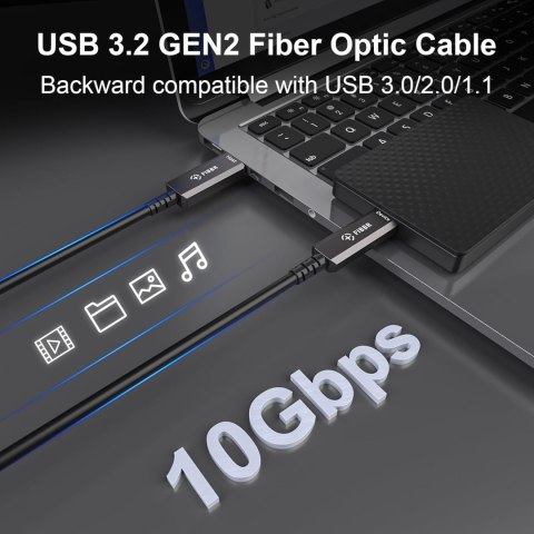 KABEL OPTYCZNY FIBBR USB3.2 10 Gpbs USB-A na USB-C 15m CZARNY AOC