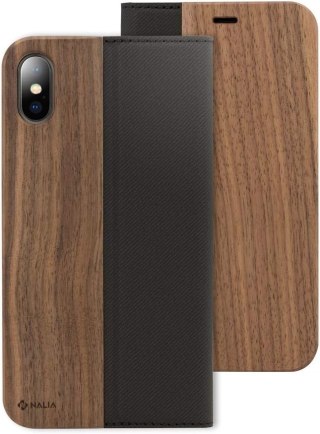 ZAMYKANE ETUI POKROWIEC APPLE IPHONE XR 6.06 CASE Z KLAPKĄ BRĄZOWY DREWNO