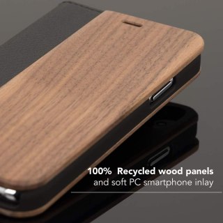 ZAMYKANE ETUI POKROWIEC APPLE IPHONE XR 6.06 CASE Z KLAPKĄ BRĄZOWY DREWNO