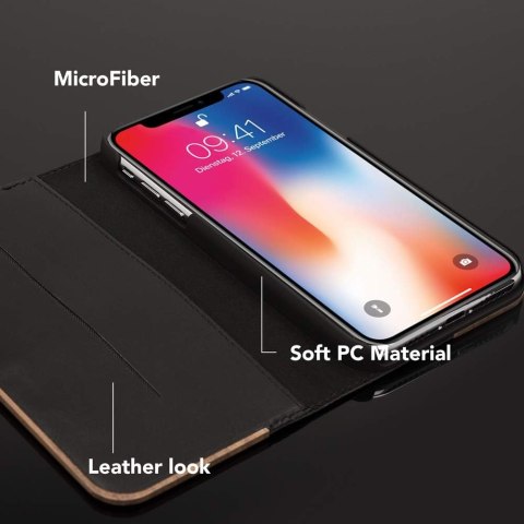 ZAMYKANE ETUI POKROWIEC APPLE IPHONE XR 6.06 CASE Z KLAPKĄ BRĄZOWY DREWNO