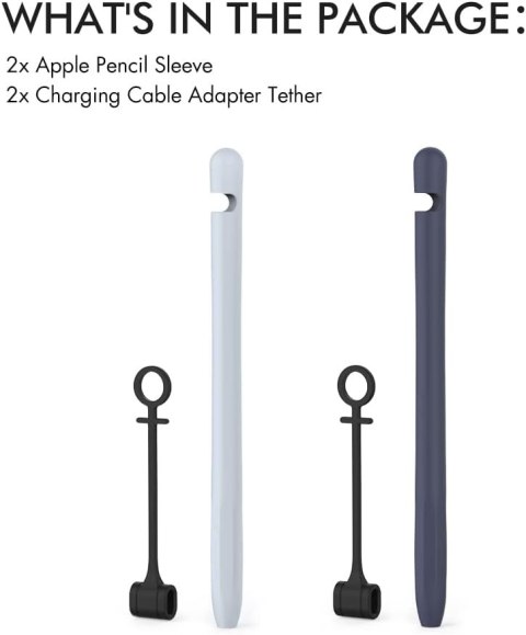 2x ETUI NA APPLE PENCIL 1-gen ANTYPOŚLIZGOWY SILIKON GRANAT JASNONIEBIESKI