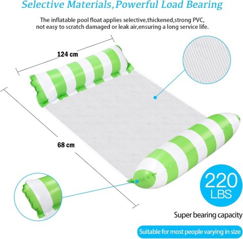 2x HAMAK WODNY ŁÓŻKO DO PŁYWANIA NADMUCHIWANE W PASKI 124x68cm