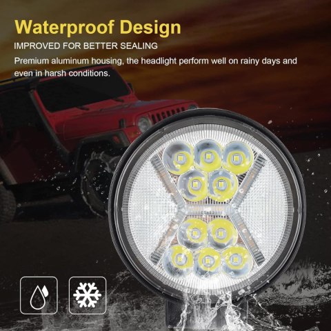 2x REFLEKTOR LAMPA LED 4" 36W 12V OFFROAD 4x4 IP67 6000K