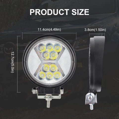 2x REFLEKTOR LAMPA LED 4" 36W 12V OFFROAD 4x4 IP67 6000K