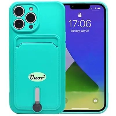 ETUI APPLE IPHONE 13 PRO 6.1" TURKUSOWE SILIKONOWE +MIEJSCE NA KARTY PORTFEL