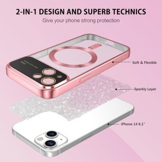 ETUI APPLE IPHONE 14 6.1" SILIKONOWE PRZEZROCZYSTE PLECKI +WKŁADKA BROKAT