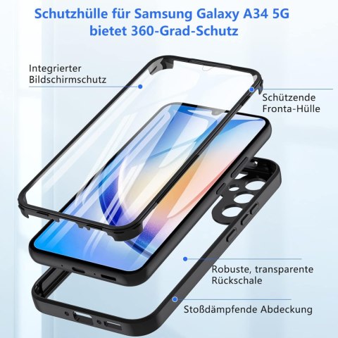 ETUI BUMPER SAMSUNG GALAXY A34 5G GRANATOWA RAMKA OCHRONA 360° SM-A346B