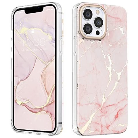 ETUI DO APPLE IPHONE 13 PRO MAX 6.7" WZMOCNIONE SILIKONOWE RÓŻOWY MARMUREK