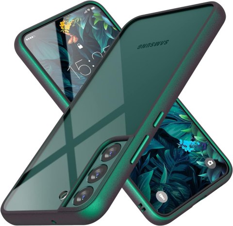 ETUI PRZESZKLONE DO SAMSUNG GALAXY S22 6.10" ZIELONA METALICZNA RAMKA