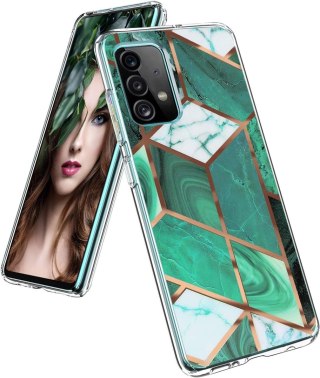 ETUI SAMSUNG GALAXY A52 5G CASE SILIKONOWY ELASTYCZNY ZIELONY GEOMETRYCZNY