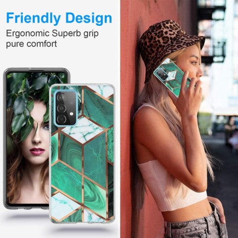 ETUI SAMSUNG GALAXY A52 5G CASE SILIKONOWY ELASTYCZNY ZIELONY GEOMETRYCZNY