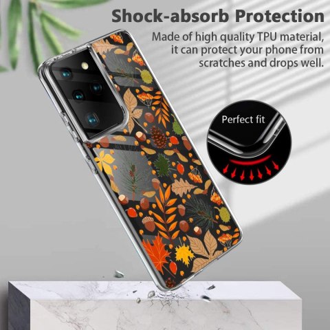 ETUI SAMSUNG GALAXY S21 ULTRA PLECKI CASE SILIKONOWY PRZEZROCZYSTY LISTKI