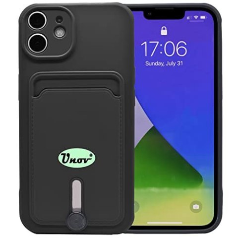 ETUI SILIKONOWE APPLE IPHONE 11 6.1" CZARNE +MIEJSCE NA KARTY PORTFEL