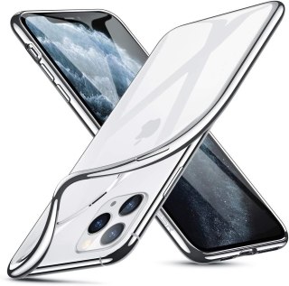 ETUI SILIKONOWE APPLE IPHONE 11 PRO MAX PRZEZROCZYSTE SREBRNA RAMKA