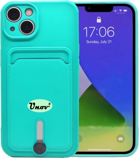 ETUI SILIKONOWE APPLE IPHONE 13 6.1" TURKUSOWE +MIEJSCE NA KARTY PORTFEL