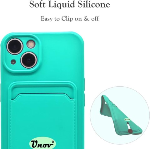 ETUI SILIKONOWE APPLE IPHONE 13 6.1" TURKUSOWE +MIEJSCE NA KARTY PORTFEL