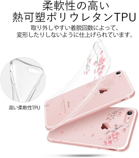 ETUI SILIKONOWE APPLE IPHONE 7 4.7" CASE BEZBARWNY W RÓŻOWE KWIATY GLAMOUR