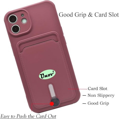 ETUI SILIKONOWE DO APPLE IPHONE 12 CASE 6.1" CZARNE +MIEJSCE NA KARTY