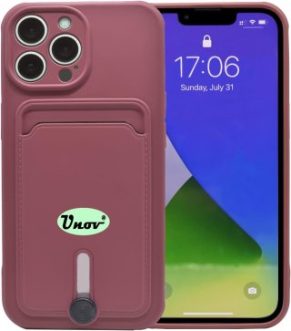 ETUI SILIKONOWE DO APPLE IPHONE 12 PRO 6.1" CASE BORDOWY +MIEJSCE NA KARTY