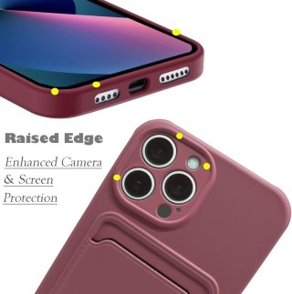 ETUI SILIKONOWE DO APPLE IPHONE 12 PRO 6.1" CASE BORDOWY +MIEJSCE NA KARTY