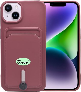 ETUI SILIKONOWE DO APPLE IPHONE 14 PLUS BORDOWE +MIEJSCE NA KARTY PORTFEL