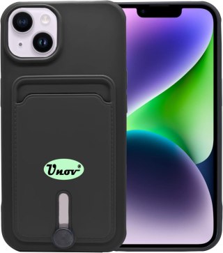 ETUI SILIKONOWE DO APPLE IPHONE 14 PLUS CZARNE +MIEJSCE NA KARTY PORTFEL