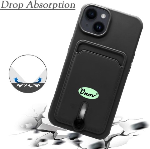 ETUI SILIKONOWE DO APPLE IPHONE 14 PLUS CZARNE +MIEJSCE NA KARTY PORTFEL