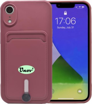 ETUI SILIKONOWE DO APPLE IPHONE XR 6.06" CASE BORDOWY +MIEJSCE NA KARTY