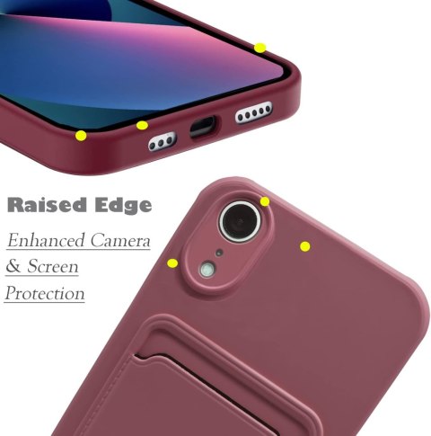 ETUI SILIKONOWE DO APPLE IPHONE XR 6.06" CASE BORDOWY +MIEJSCE NA KARTY