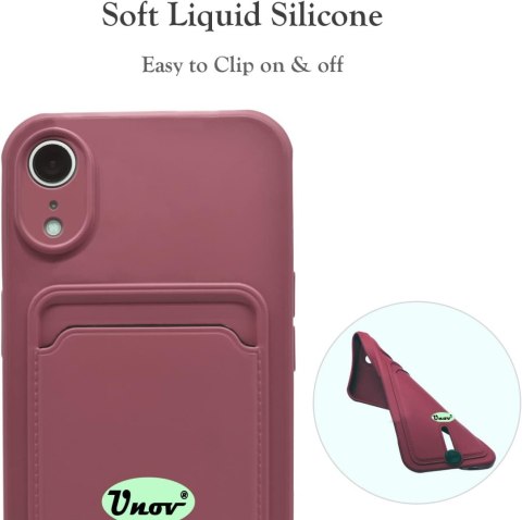 ETUI SILIKONOWE DO APPLE IPHONE XR 6.06" CASE BORDOWY +MIEJSCE NA KARTY