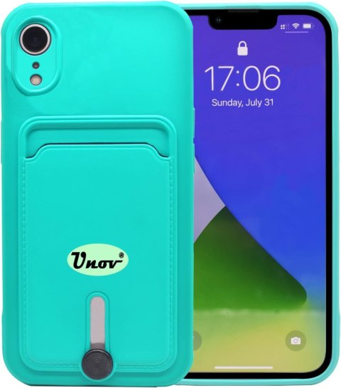 ETUI SILIKONOWE DO APPLE IPHONE XR 6.06" CASE TURKUSOWY +MIEJSCE NA KARTY