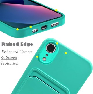 ETUI SILIKONOWE DO APPLE IPHONE XR 6.06" CASE TURKUSOWY +MIEJSCE NA KARTY