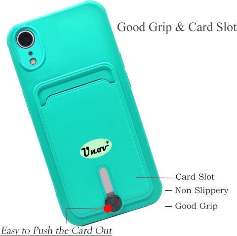 ETUI SILIKONOWE DO APPLE IPHONE XR 6.06" CASE TURKUSOWY +MIEJSCE NA KARTY