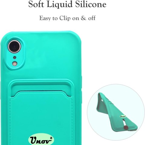 ETUI SILIKONOWE DO APPLE IPHONE XR 6.06" CASE TURKUSOWY +MIEJSCE NA KARTY