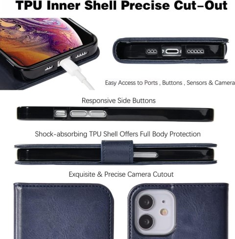 ETUI Z KLAPKĄ APPLE IPHONE 12/12 PRO 6.1" CASE GRANATOWY Z EKOSKÓRY PORTFEL ETUI Z KLAPKĄ APPLE IPHONE 12/12 PRO 6.1" CASE GRANATOWY Z EKOSKÓRY PORTFEL