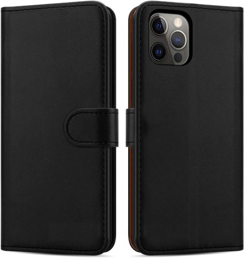 ETUI Z KLAPKĄ APPLE IPHONE 12/12 PRO 6.1" CZARNY CASE Z EKOSKÓRY PORTFEL